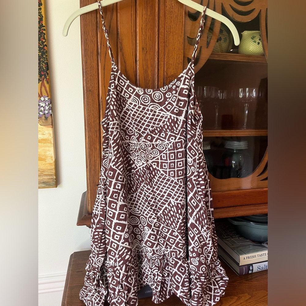 Brown and white patterned cover up
